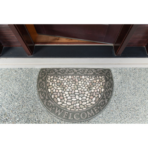 Pebbles Print Welcome Arch Shaped Doormat - 23" x 35" - IMAGE 1