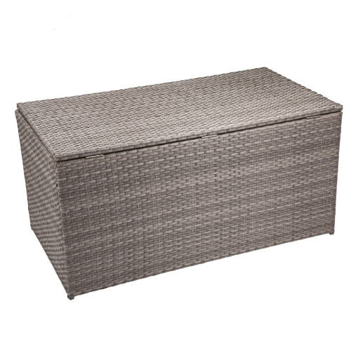 52.76" Gray Outdoor Wicker Storage Box - IMAGE 1