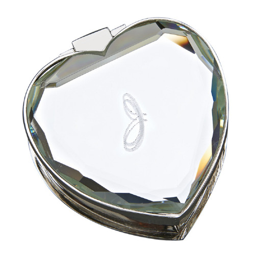 2.5" Gray and Silver Unique Heart-Shaped Jewelry Box with Mirror Cover - IMAGE 1