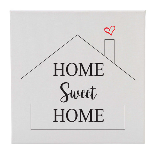 12" Home Sweet Home! White Square Canvas in Wooden Frame - IMAGE 1