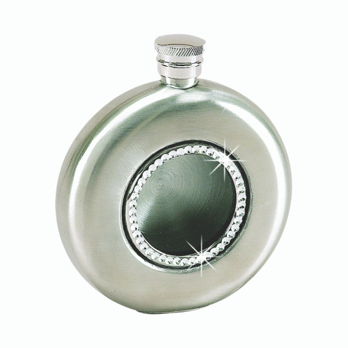 4" Round Stainless Steel Flask Covered with Crystal - IMAGE 1