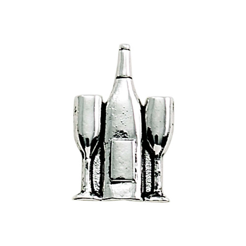 1.25" x .75" Silver-Plated Peel & Press Goblets And Bottle Icon - IMAGE 1