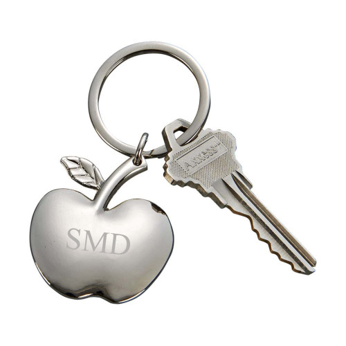 3" Bright Apple Silver Nickel-Plated Key Chain With Ring - IMAGE 1