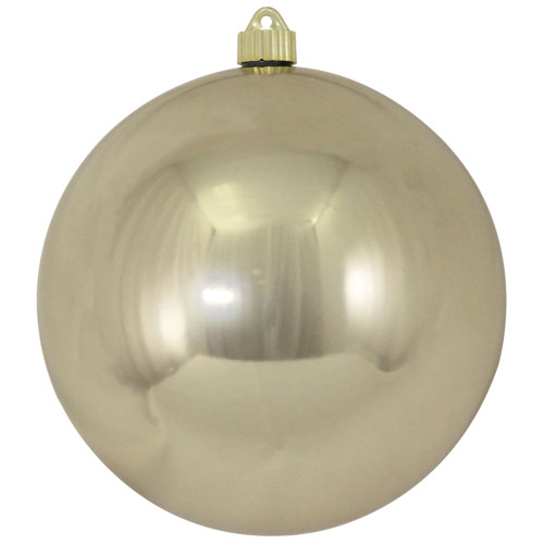 Shiny Champagne Silver Shatterproof Christmas Ball Ornament 8" (200mm) - IMAGE 1