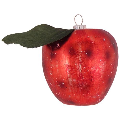 2.5" Red Apple Glass Christmas Ornament - IMAGE 1