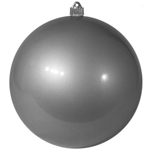 Shiny Candy Silver Shatterproof Christmas Ball Ornament 8" (200mm) - IMAGE 1