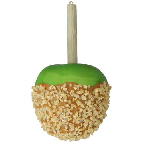 6" Green Caramel Apple Glass Christmas Ornament - IMAGE 1