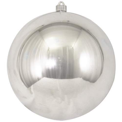 Silver and White Shatterproof Christmas Ball Ornament 10" (250mm) - IMAGE 1