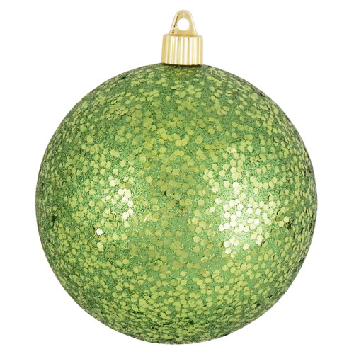 4ct Lime Green Shatterproof Glittered Christmas Ball Ornaments 4.75" (120mm) - IMAGE 1