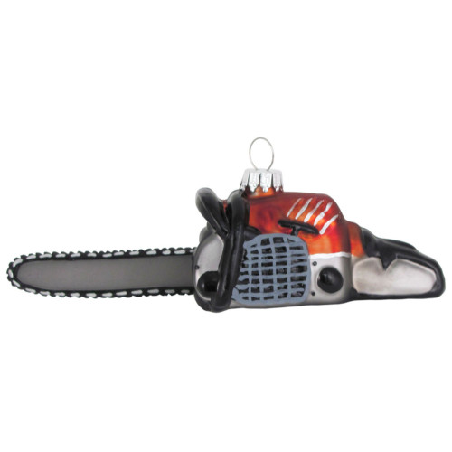 5.25" Black and Silver Chainsaw Figurine Christmas Ornament - IMAGE 1