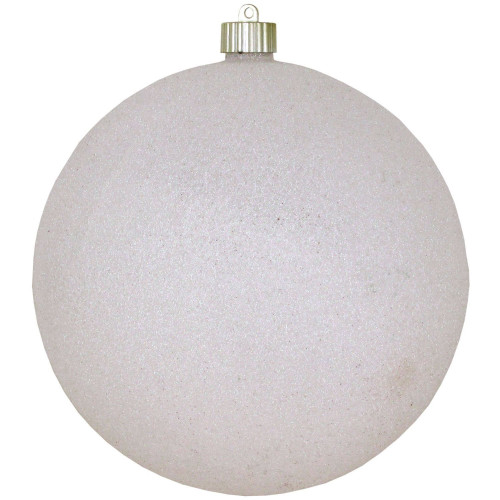White Shatterproof Glitter Christmas Ball Ornament 8" (200mm) - IMAGE 1