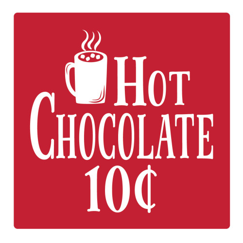 Set of 4 Red and White "HOT CHOCOLATE 10 Cents" Square Coasters 4" - IMAGE 1