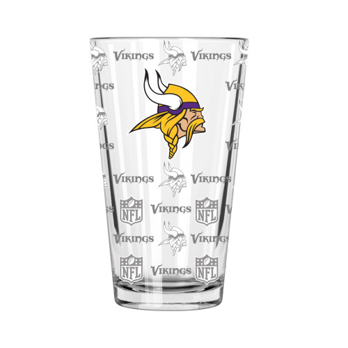 5.75" Clear and Yellow NFL Minnesota Vikings Sandblasted Pint Glass 16 oz. - IMAGE 1