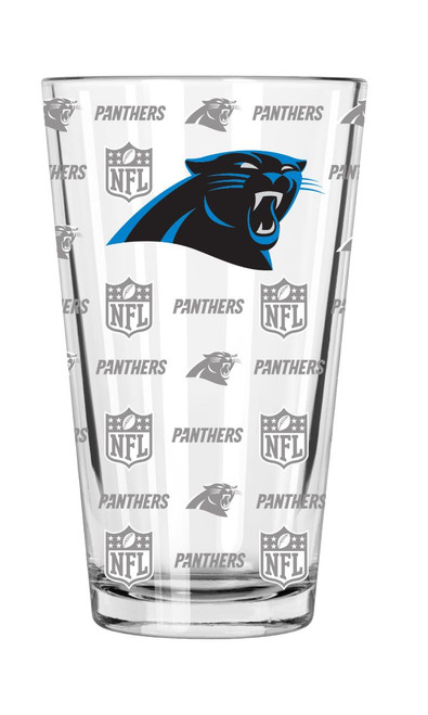 5.75" Clear and Blue NFL Carolina Panthers Sandblasted Pint Glass 16 oz. - IMAGE 1