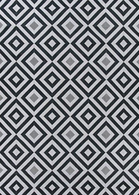 3.9' x 5.5' Black and Ivory Diamond Rectangular Outdoor Area Throw Rug - IMAGE 1