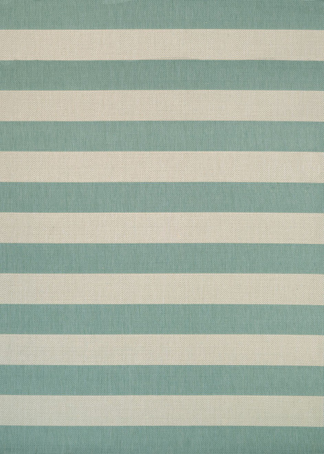 6.5' x 9.5' Green and Beige Striped Rectangular Outdoor Area Throw Rug - IMAGE 1