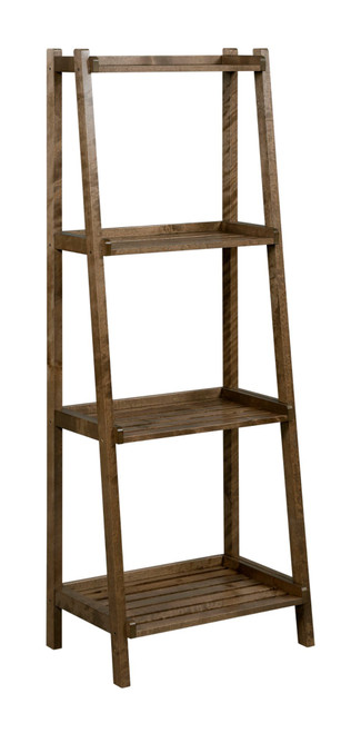 60" Antique Chestnut Brown Contemporary 4-Tier Ladder Leaning Multipurpose Shelf - IMAGE 1