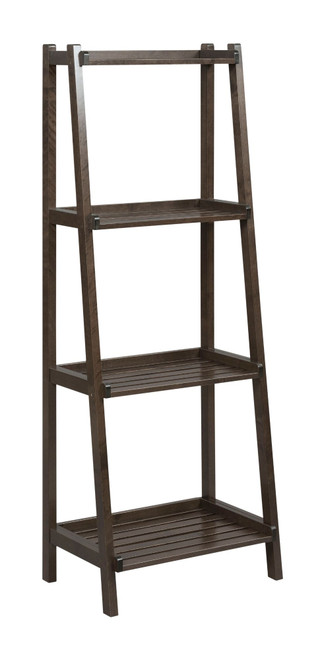 60" Coffee Brown Contemporary 4-Tier Ladder Leaning Multipurpose Shelf - IMAGE 1