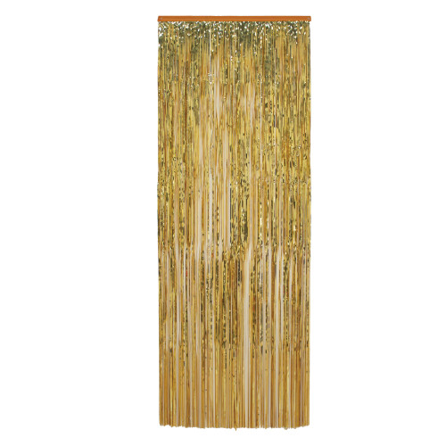 96" Gold Contemporary Decorative Party Fringe Door Curtains - IMAGE 1