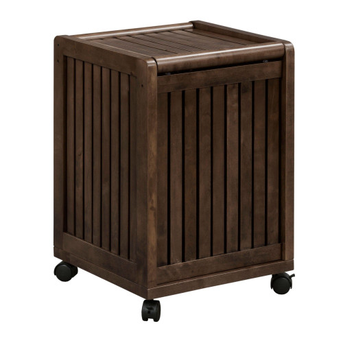 24" Espresso Brown Solid Square Rolling Laundry Hamper with Lid - IMAGE 1