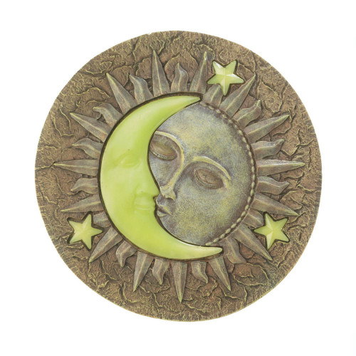 Sun and Moon Glowing Outdoor Garden Stepping Stone - 10.25" - Bronze Tone - IMAGE 1
