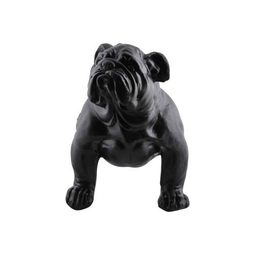30" Black Solid Bulldog Outdoor Patio Garden Bench Statue - IMAGE 1