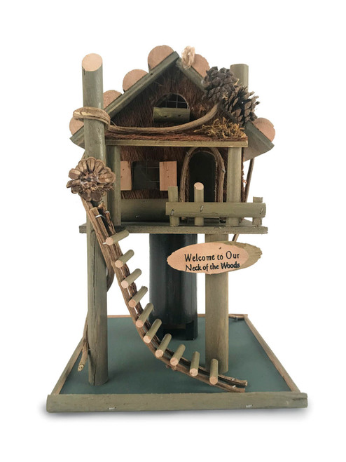 Tree House Outdoor Bird Feeder - 12" - Brown and Green - IMAGE 1