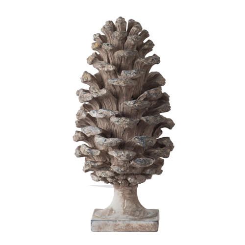 14" Gray and Brown Pine Cone Tabletop Decor - IMAGE 1
