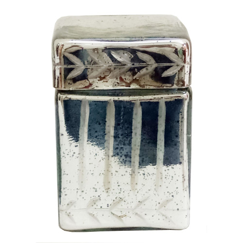 6" Silver and Clear Contemporary Square Box with Removable Lid - IMAGE 1