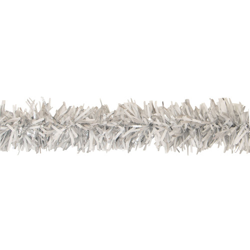 25' Silver and White Embossed Contemporary Decorative Party Twist Garland - IMAGE 1