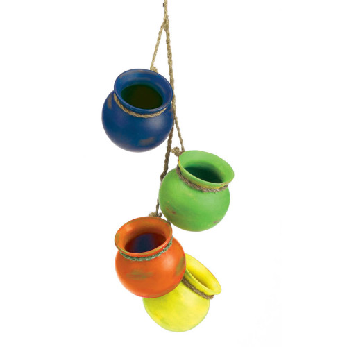 Fiesta Outdoor Patio Dangling Pots - 23" - Multi-Color - IMAGE 1