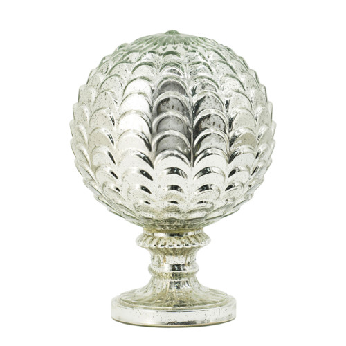 12.25" Metallic Silver Antique Artichoke on Pedestal Tabletop Decor - IMAGE 1