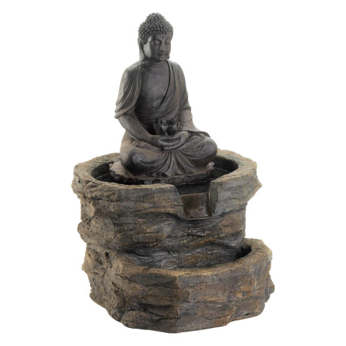 LED Lighted Buddha Outdoor Garden Fountain - 29.25" - Black - IMAGE 1