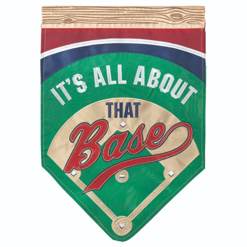 Double Applique That Base Baseball Embroidered Outdoor Garden Flag - 18" x 13" - IMAGE 1