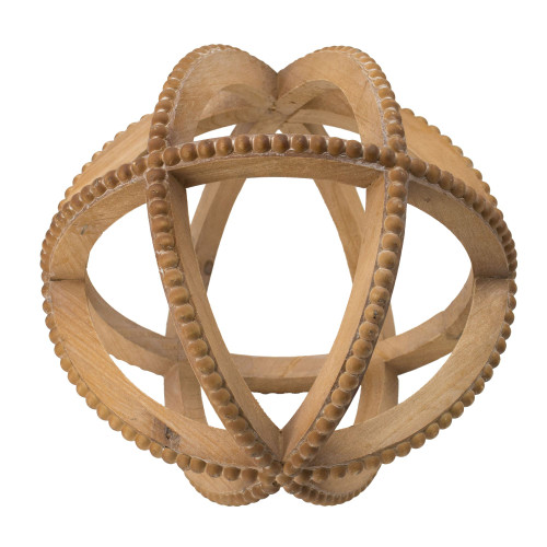 Beaded Style Wooden Orb - 10" - Brown - IMAGE 1
