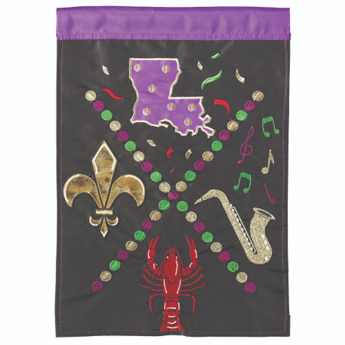 Double Applique Louisiana Celebration Embroidered Outdoor House Flag - 42" x 29" - IMAGE 1