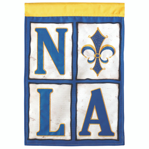 Embroidered Fleur De Lis NOLA Street Tiles Outdoor Garden Flag - 18" x 13" - IMAGE 1