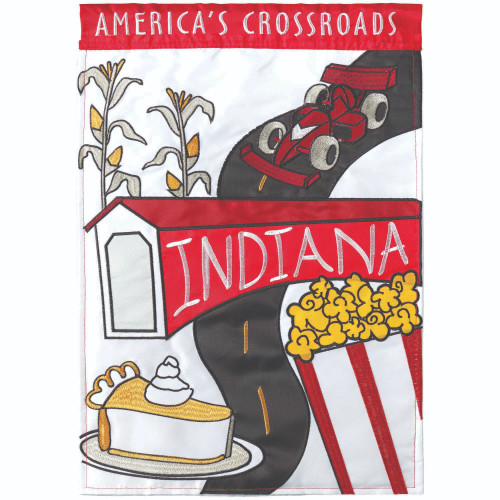 Embroidered America's Crossroads Indiana Outdoor Garden Flag - 18" x 13" - IMAGE 1