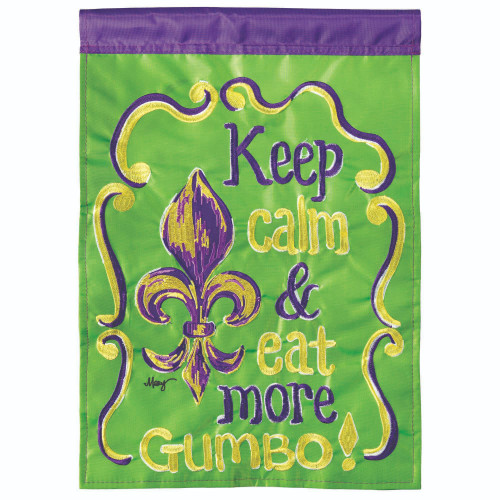 Double Applique Fleur De Lis Gumbo Embroidered Outdoor Garden Flag - 18" x 13" - IMAGE 1