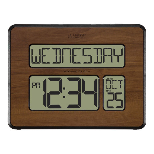 9.75" Brown and Black Atomic Digital Wall Clock - IMAGE 1