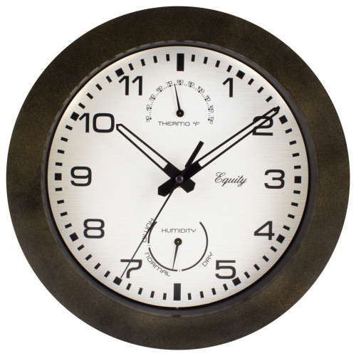 10" Indoor and Outdoor Analog Wall Clock with Temperature and Humidity - IMAGE 1