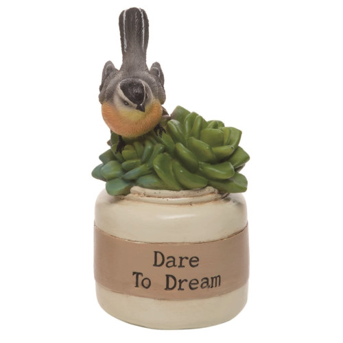 6.5" "Dare to Dream" Bird with Succulents Figurine - IMAGE 1