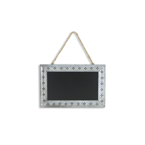 14.25" Galvanized Gray Rectangular Chalkboard with Hanging Rope - IMAGE 1