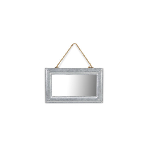 12.5" Silver Galvanized Frame With Top Rope Hanger Wall Mirror - IMAGE 1
