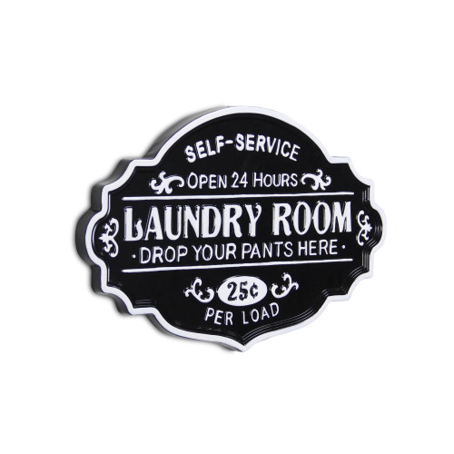 22" Black and White Handcrafted Laundry Room Wall Sign - IMAGE 1