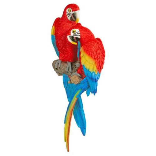 Red and Blue Tropical Scarlet Macaws Wall Sculpture 22" - IMAGE 1