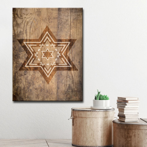 Star of David IX Canvas Wall Art - 30" x 20" - IMAGE 1
