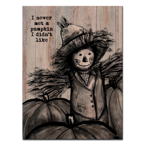 Brown and Black Pumpkin Patch Scarecrow Fall Rectangular Cotton Wall Art Decor 16" x 12" - IMAGE 1