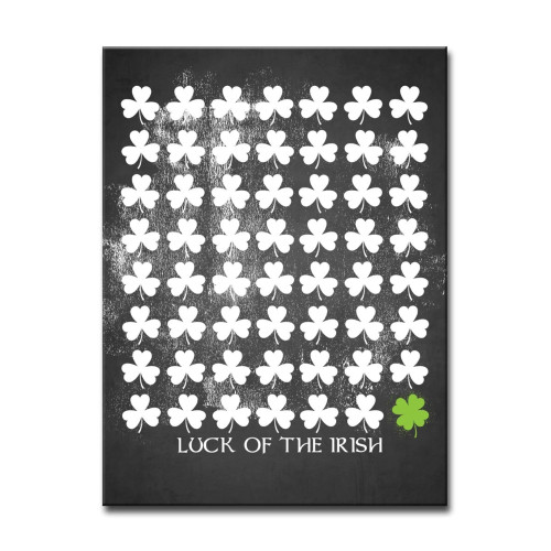 Black and White "LUCK OF THE IRISH" St. Patrick’s Day Cotton Wall Art Decor 16" x 12" - IMAGE 1