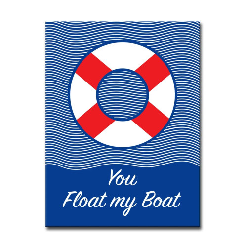 Blue and Red "You Float my Boat" Rectangular Canvas Wall Art 16" x 12" - IMAGE 1